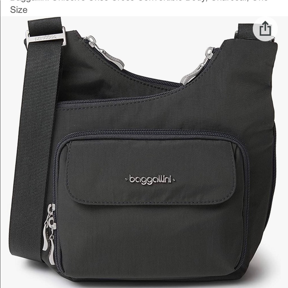 NWT Bagallini Charcoal Criss-cross Crossbody Bag